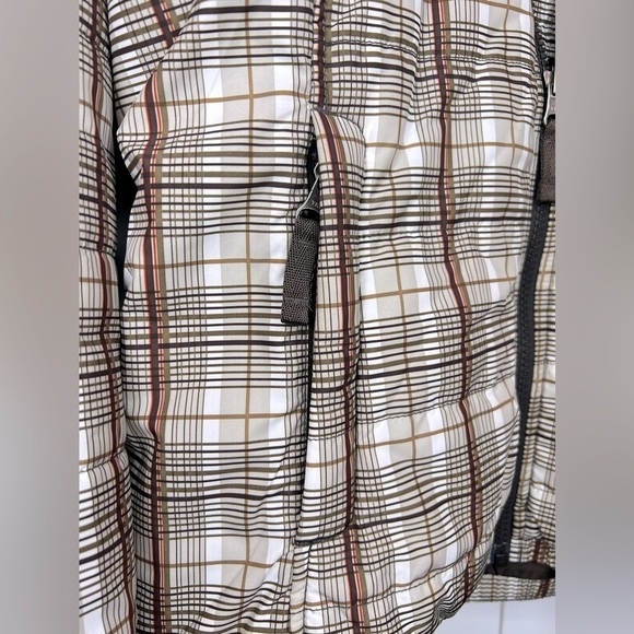 B15.28 The North Face Plaid Puffer Jacket Brown/Tan Women’s Small - Picture 2 of 8